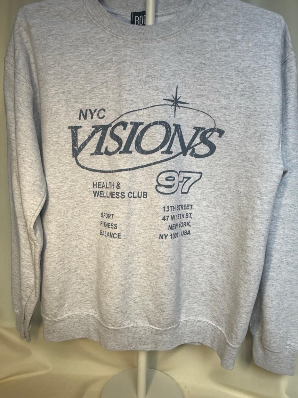 Visions NYC Gray Graphic Crewneck Sweatshirt